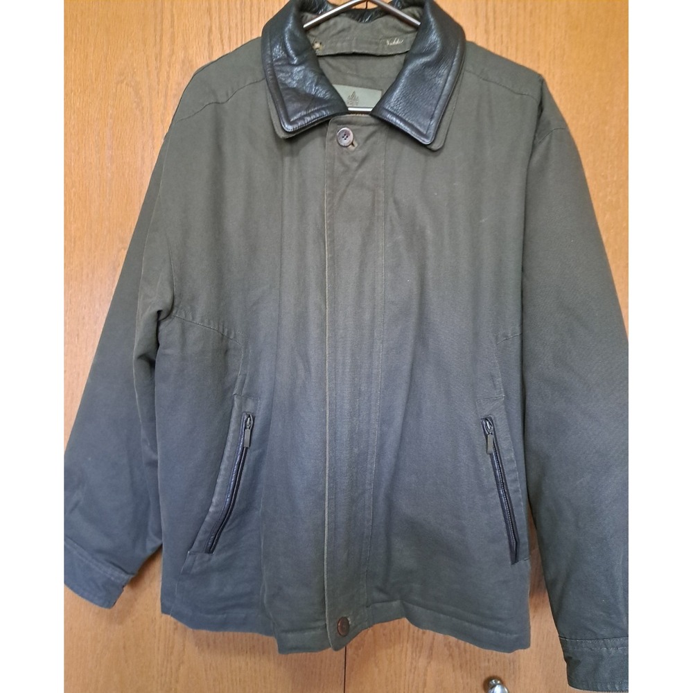 Rainforest Mens Leather Collar Insulated Winter Jacket Heavy Coat Brown Large L